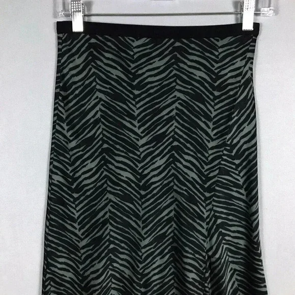 $299 ANINE BING Dolly Silk Skirt Zebra Print Size XS Midi Slit Willow Green Gray - Picture 4 of 16